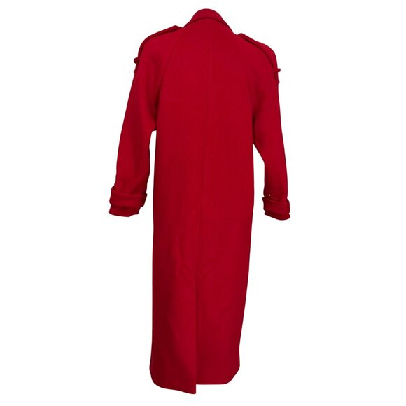 Vintage Morton Bernard Harve Women's Red Wool Trench Coat Black Size 4P FLAWS - Picture 3 of 12